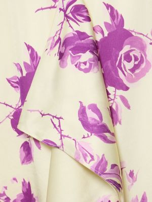Satynowa sukienka długa z wiskozy z nadrukiem Jil Sander różowa