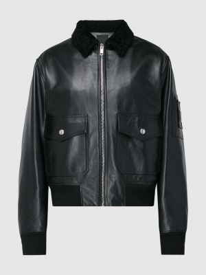 Шкіряна куртка з хутром Givenchy чорна