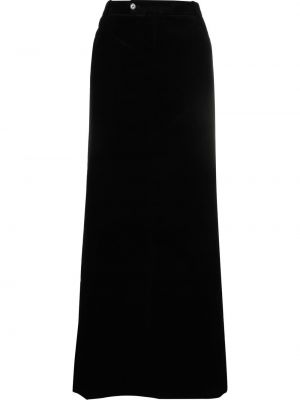 Žametno dolgo krilo iz rebrastega žameta Saint Laurent črna