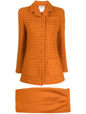 Tvídové sukně Chanel Pre-owned oranžové