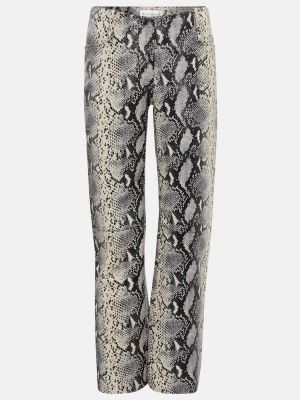 Kožené rovné kalhoty s potiskem s hadím vzorem Victoria Beckham