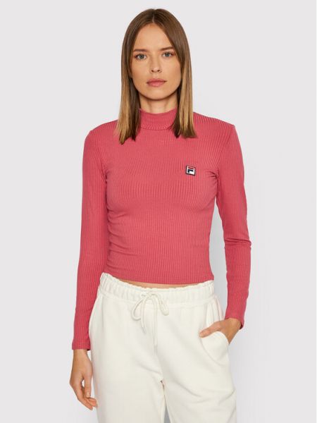 Приталенный свитер с высоким воротником Fila розовый