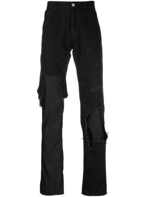 Obnosené džínsy s rovným strihom Raf Simons čierna