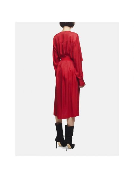 Vestido midi de seda de tejido jacquard Carolina Herrera rojo