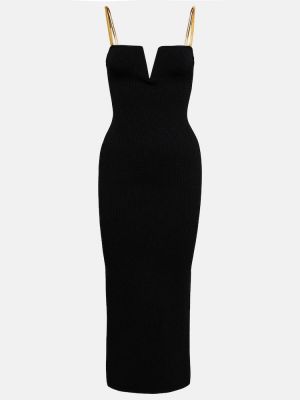Viskózové midi šaty Galvan - černá