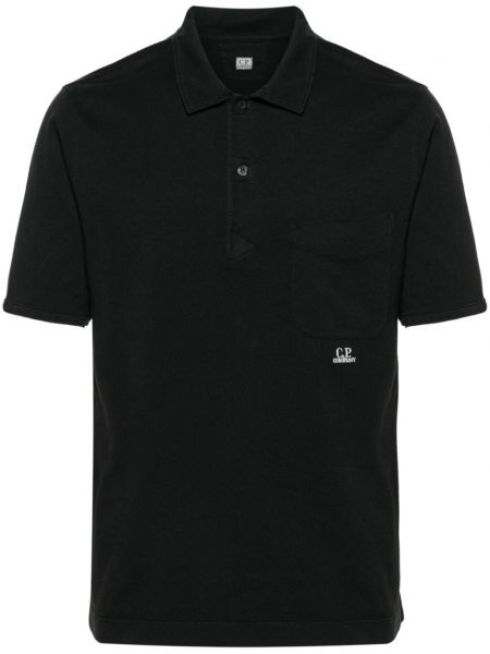 Памучна поло тениска бродирана C.p. Company черно