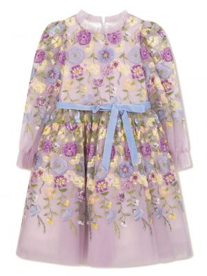 Tylli kukka levenevä mekko tytöille Marchesa Kids Couture violetti