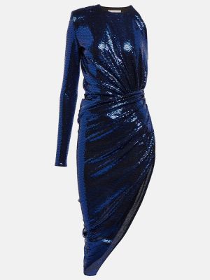 Robe mi-longue à imprimé asymétrique Alexandre Vauthier bleu