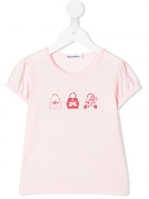 Brodert t-skjorte for jenter Familiar rosa