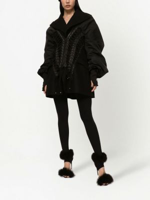 Krajková šněrovací bomber bunda Dolce & Gabbana černá