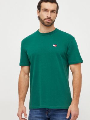 Тениска с дълъг ръкав с апликация Tommy Jeans зелено