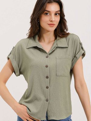 Oversize плетена риза с къс ръкав Bigdart