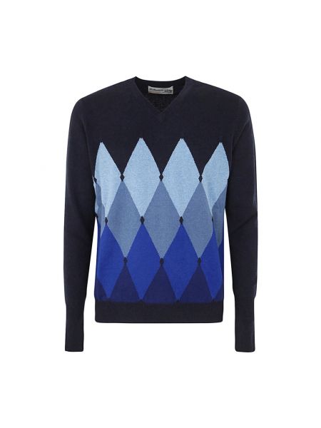 Sweter z dekoltem w serek Ballantyne niebieski