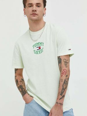Tommy Jeans pamut póló , nyomott mintás - Zöld