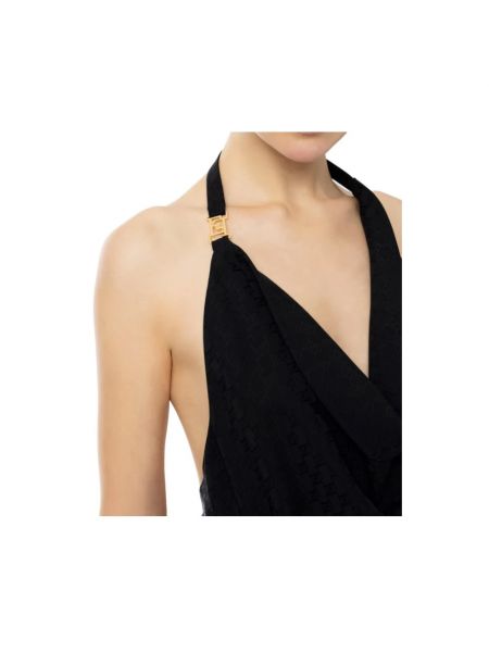 Sukienka midi bez rękawów z otwartymi plecami Elisabetta Franchi czarna