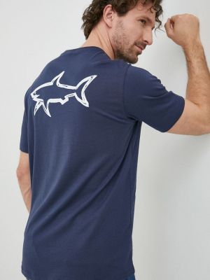 Paul&Shark pamut póló sötétkék, nyomott mintás Paul&shark