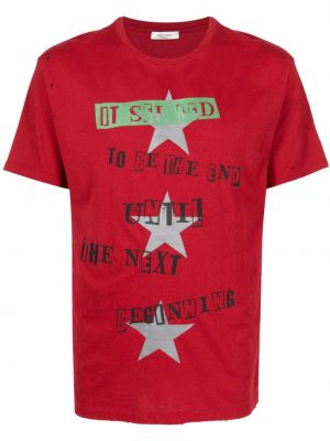 Bavlněné tričko s potiskem Valentino Garavani červené