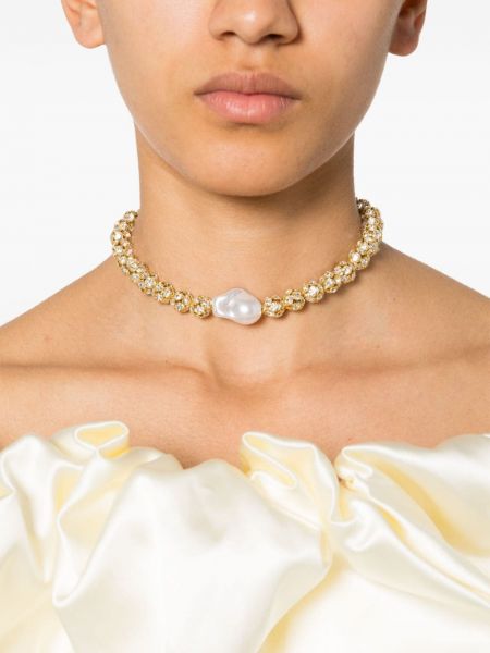 Perlen brosche mit kristallen Magda Butrym gold