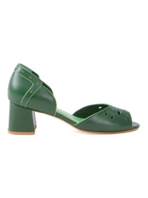 Chunky полуотворени обувки с ток Sarah Chofakian зелено