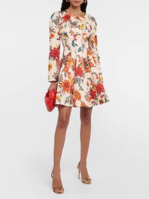 Льняное платье мини в цветочек с принтом Zimmermann