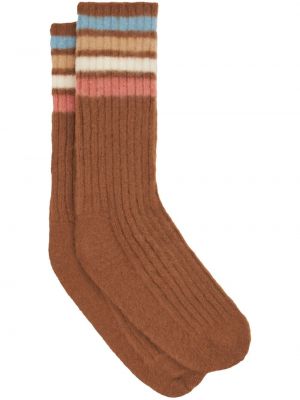 Pruhované vlněné ponožky Etro hnědé