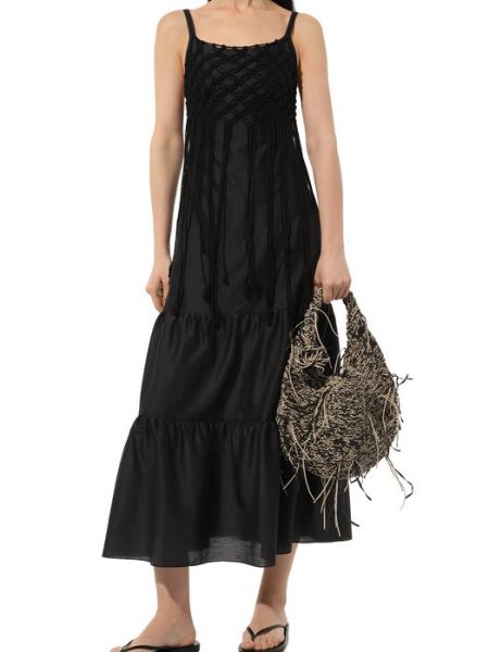 Хлопковое шелковое платье Lorena Antoniazzi черное