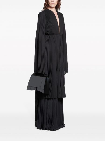Plisuotas maksi suknelė v formos iškirpte Balenciaga juoda
