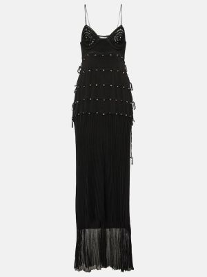 Dlouhé šaty s korálky Christopher Esber čierna