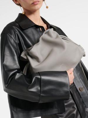 Kožna clutch torbica Loewe siva