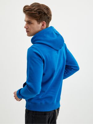 Mikina s kapucí Calvin Klein Jeans modrá
