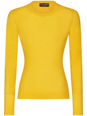 Πλεκτός πουλόβερ με στρογγυλή λαιμόκοψη Dolce & Gabbana κίτρινο