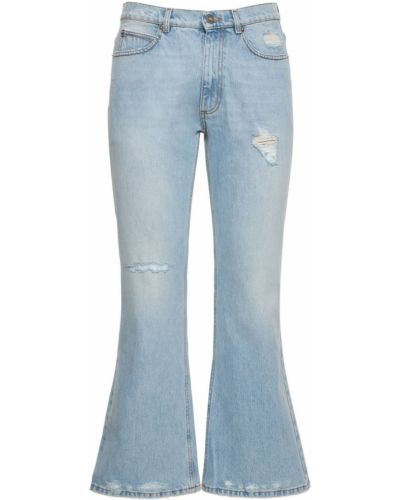 Straight fit džíny s oděrkami Erl modré