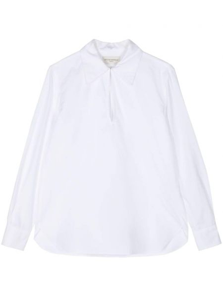 Βαμβακερή μπλούζα με γιακά Officine Generale λευκό