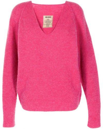 Mohair v-hals ull lang genser Uma Wang rosa