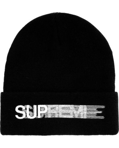 Шапка бини с логотипом Supreme, черная