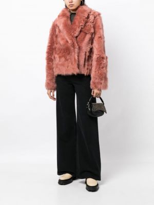 Kožená bunda Yves Salomon růžová
