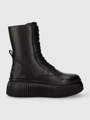 Кожаные ботинки на платформе Karl Lagerfeld черные