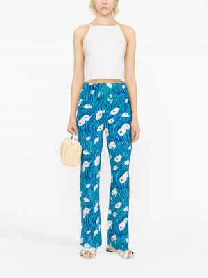 Pantalon taille haute à imprimé Dvf Diane Von Furstenberg bleu