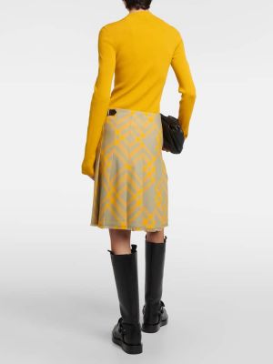 Kostkované vlněné mini sukně Burberry žluté