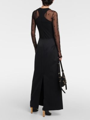 Volneno dolgo krilo iz moherja Givenchy črna
