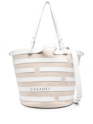 Usnjena nakupovalna torba s črtami Casadei