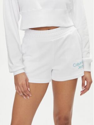 Shorts de sport large Calvin Klein Jeans blanc