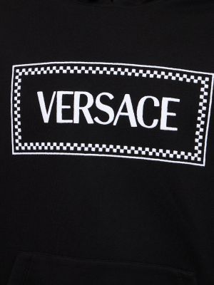 Pamučna hoodie s kapuljačom Versace crna
