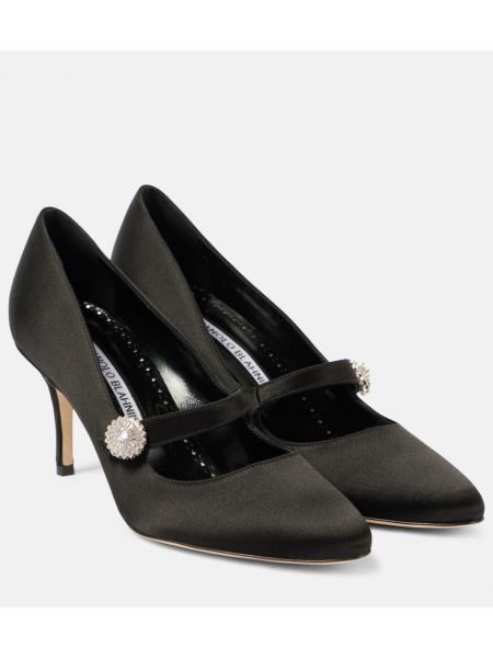 Satin mary jane pumps Manolo Blahnik svart