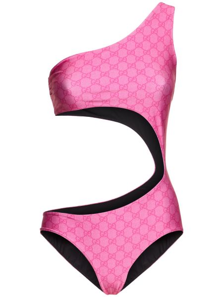 Jednodílné plavky jersey Gucci růžové