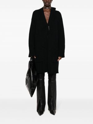 Asymetrický kabát s výstřihem do v Yohji Yamamoto černý