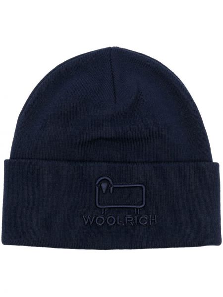 Шапка бродирана Woolrich синьо