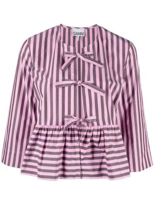 Cu peplum bluză din bumbac Ganni roz