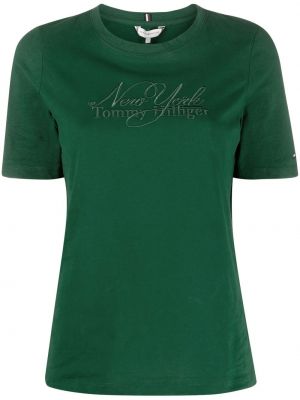 Тениска бродирана Tommy Hilfiger зелено