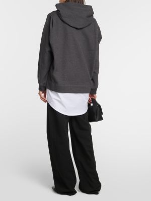 Pamučna hoodie s kapuljačom oversized Patou siva